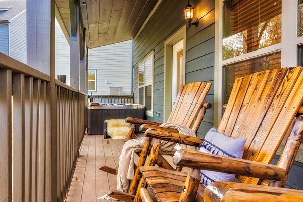 Enjoy a moment of stillness while sipping your favorite cup of coffee on the cozy deck. Relax in rustic wooden chairs, wrapped in soft blankets, and soak in the fresh mountain air and peaceful surroundings. Perfect start or end to any day!
