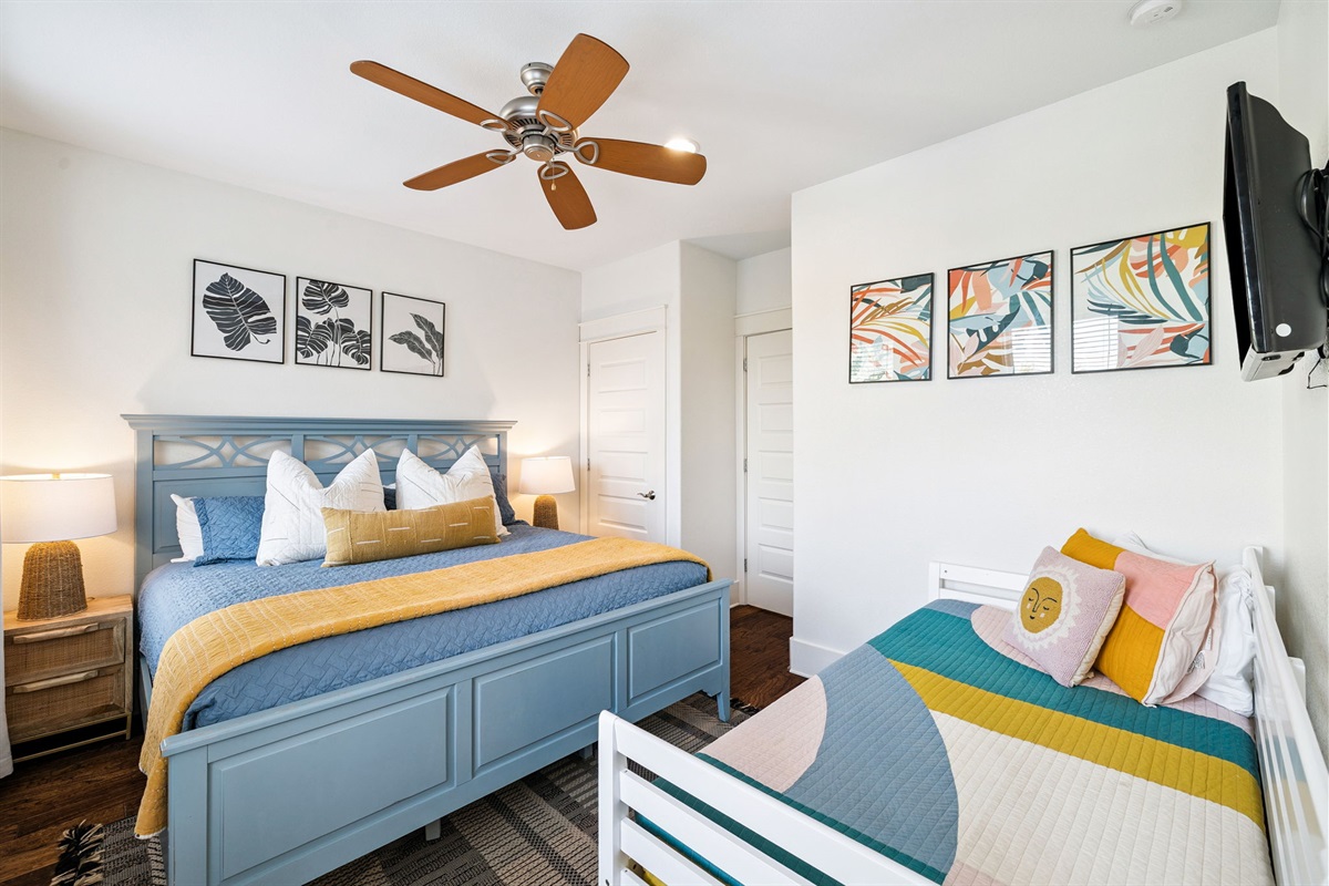 Sleep like royalty in a plush bed surrounded by a carefully designed bedroom that blends style and coziness.