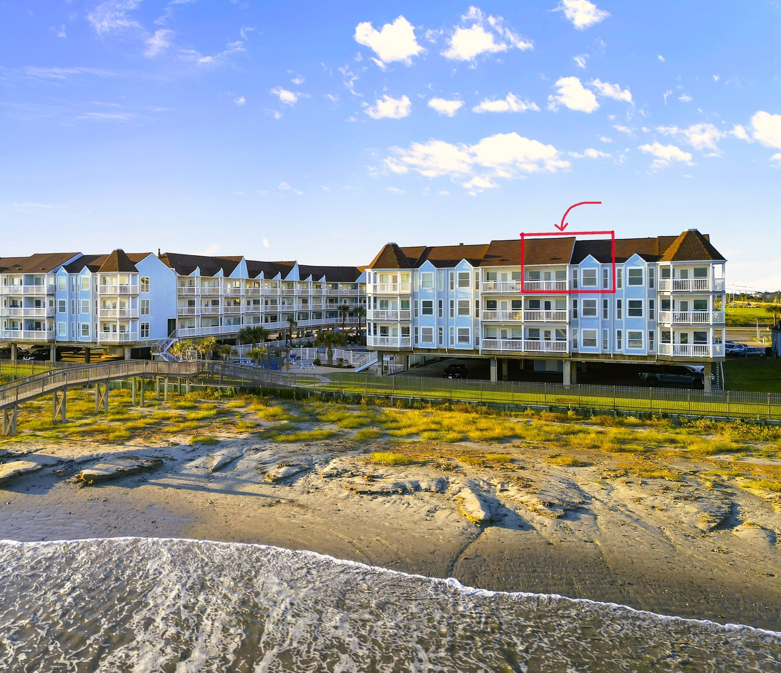 This condo is a front-facing unit in the complex. 