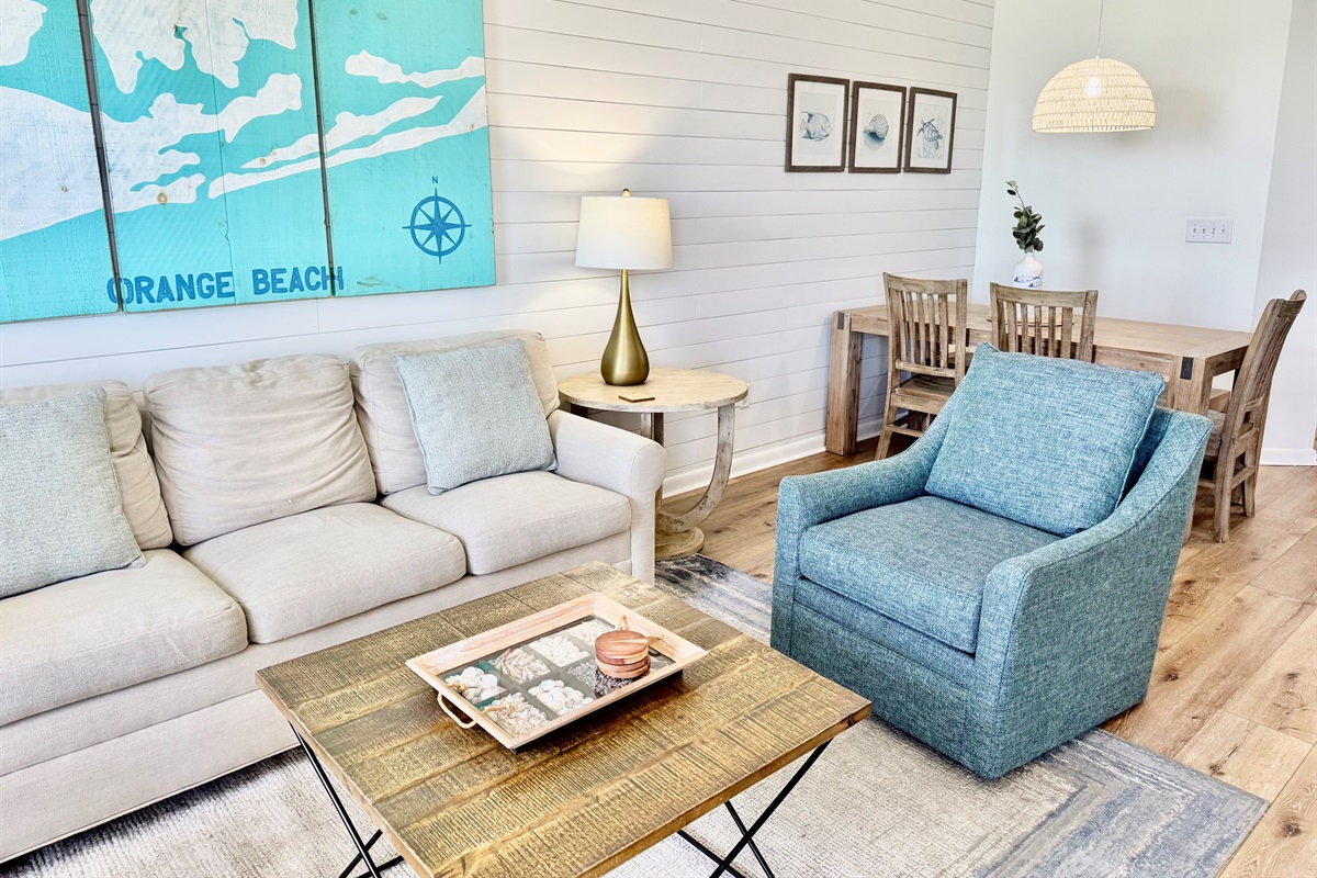 Queen sofa sleeper in the living room.