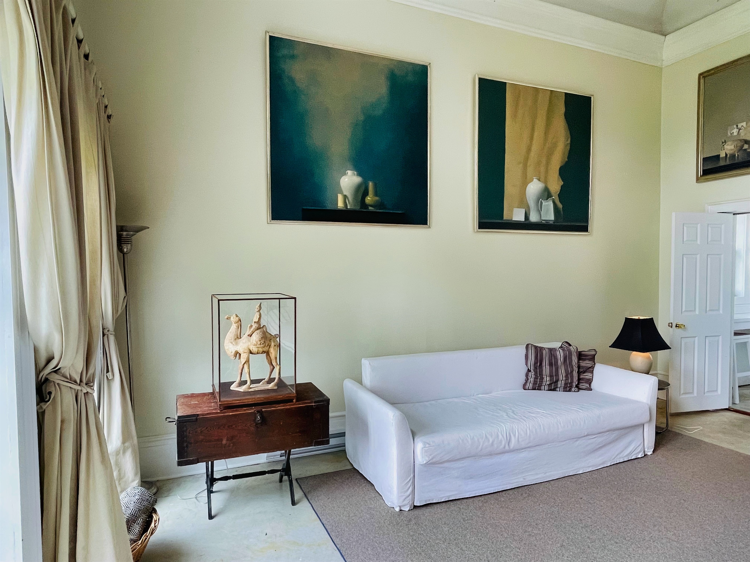 Hawk Field Pool House main space sofa area.