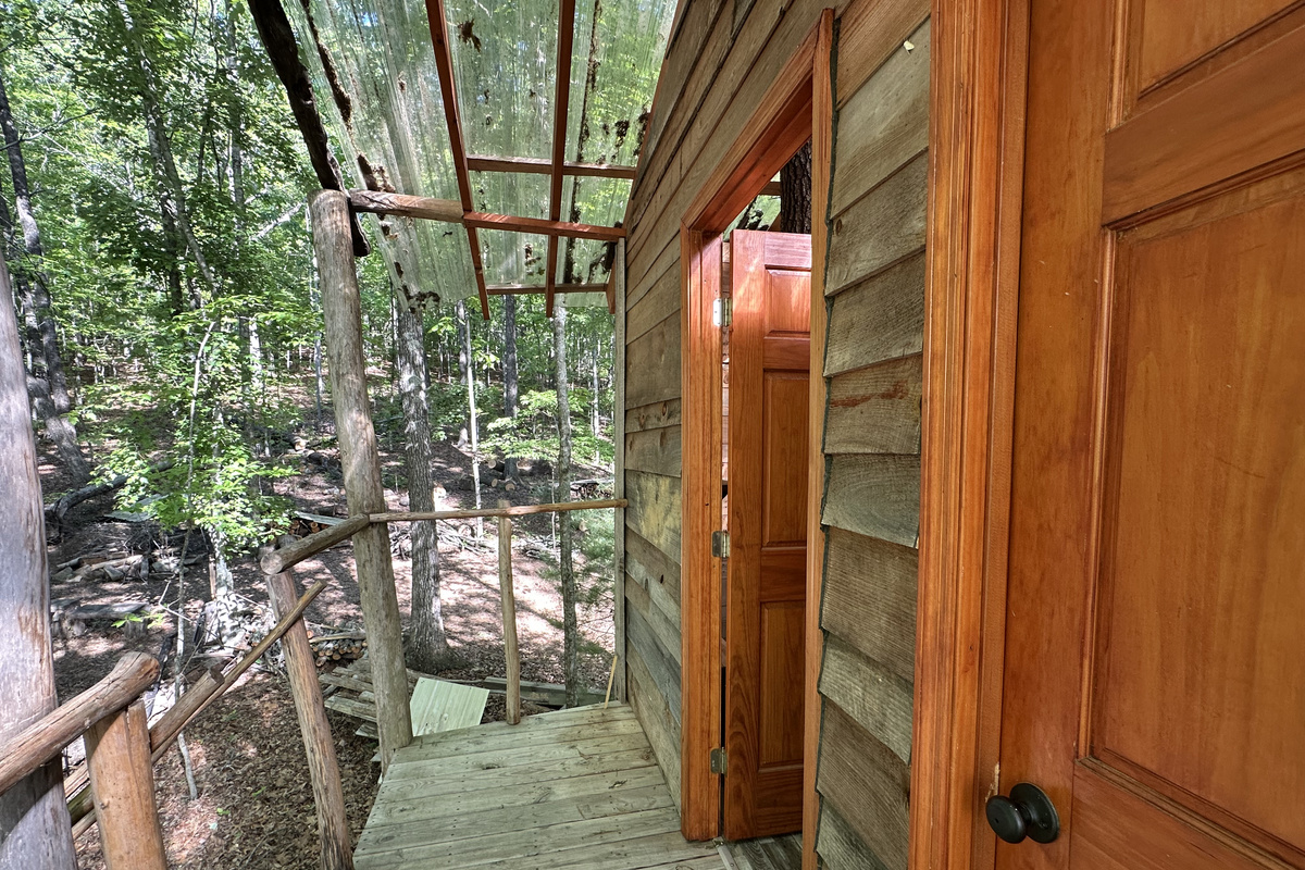 Looking across the treehouse shower porch