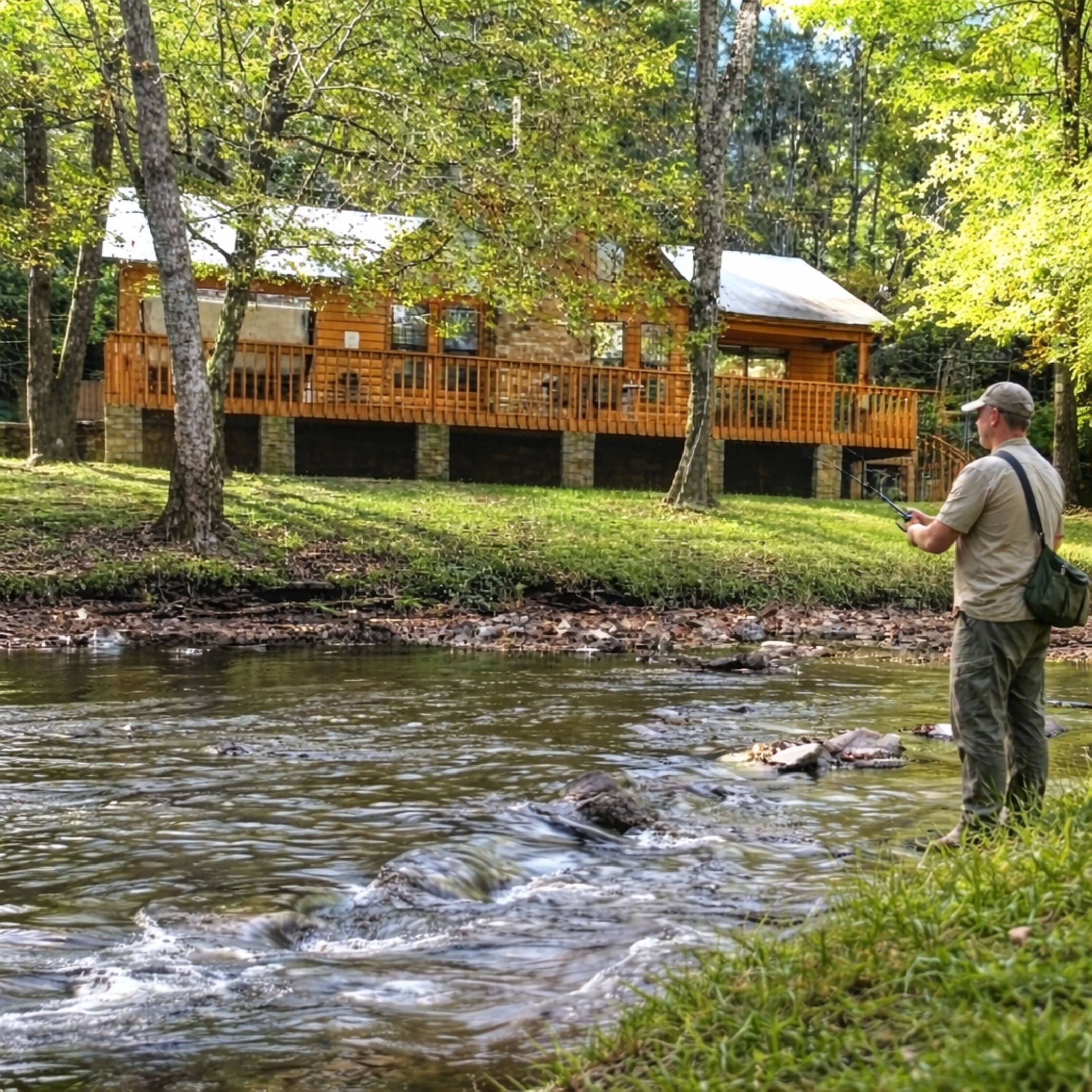 Cast a line just steps from the cabin