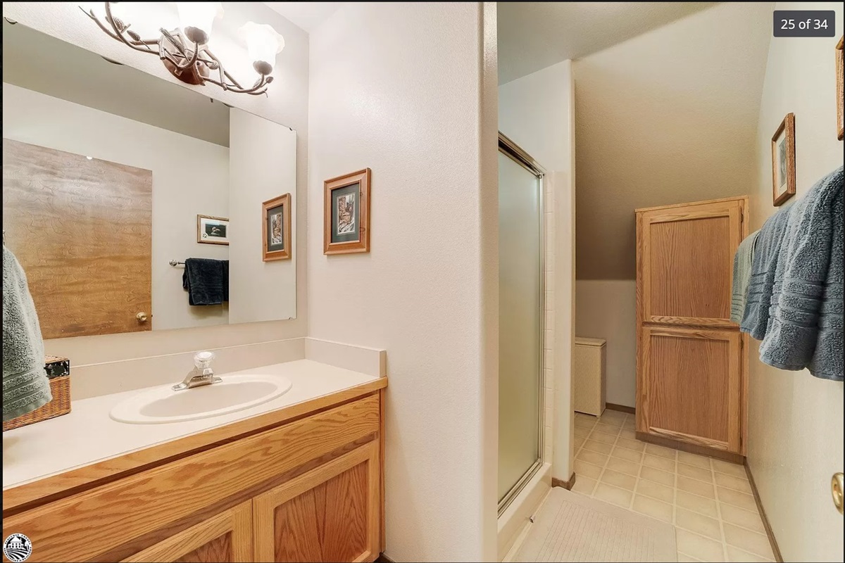 Upstairs bathroom with shower
