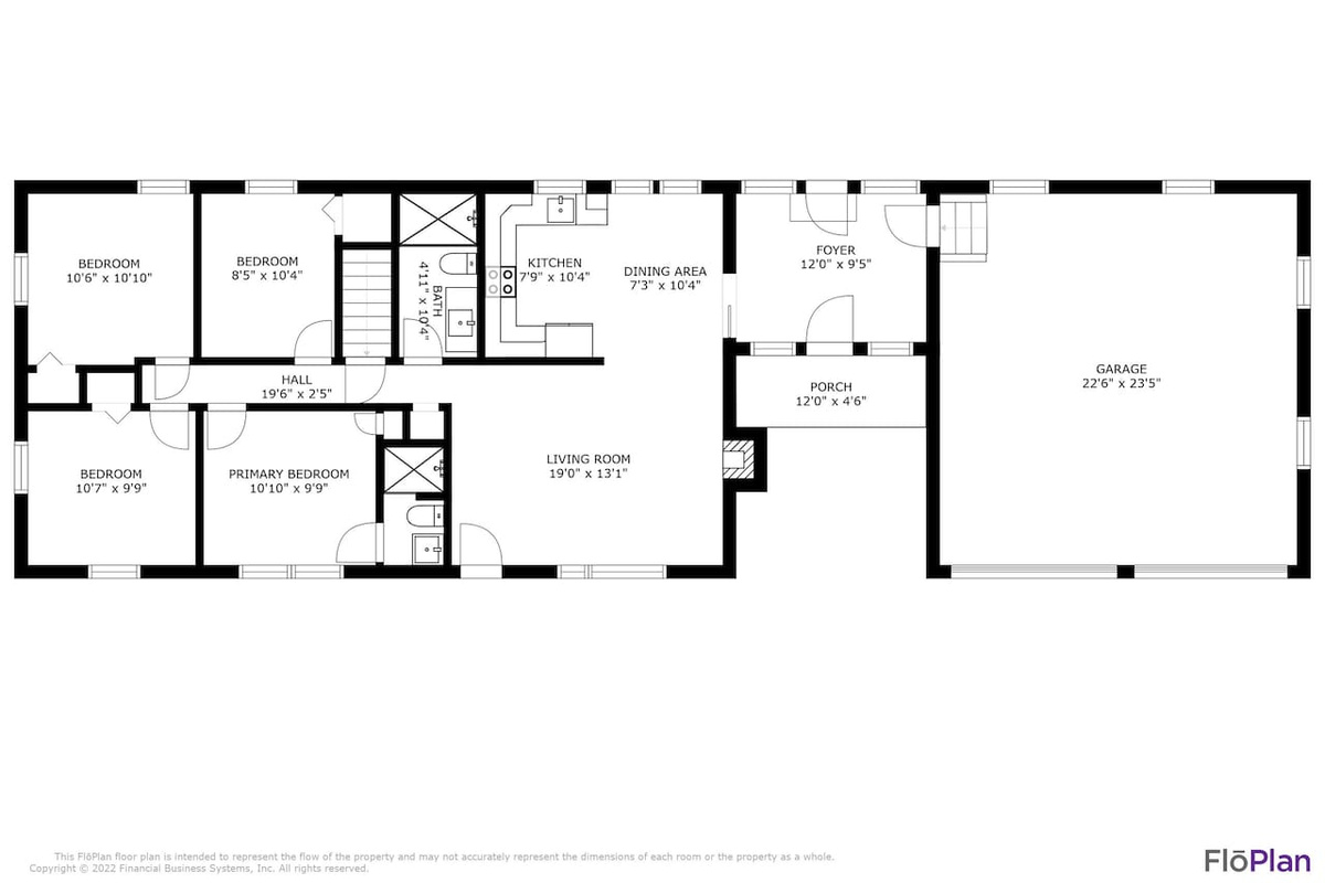 First floor plan, main living space. 4 Beds, 2 full baths (both stand up showers) living room, dining room, the foyer leads out to the deck and 2 car garage. 