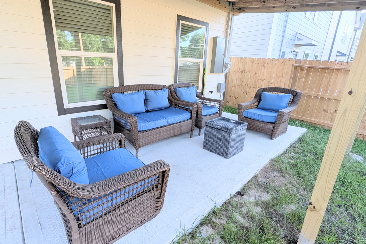 Plenty of plush seating for the group to gather and enjoy the weather.