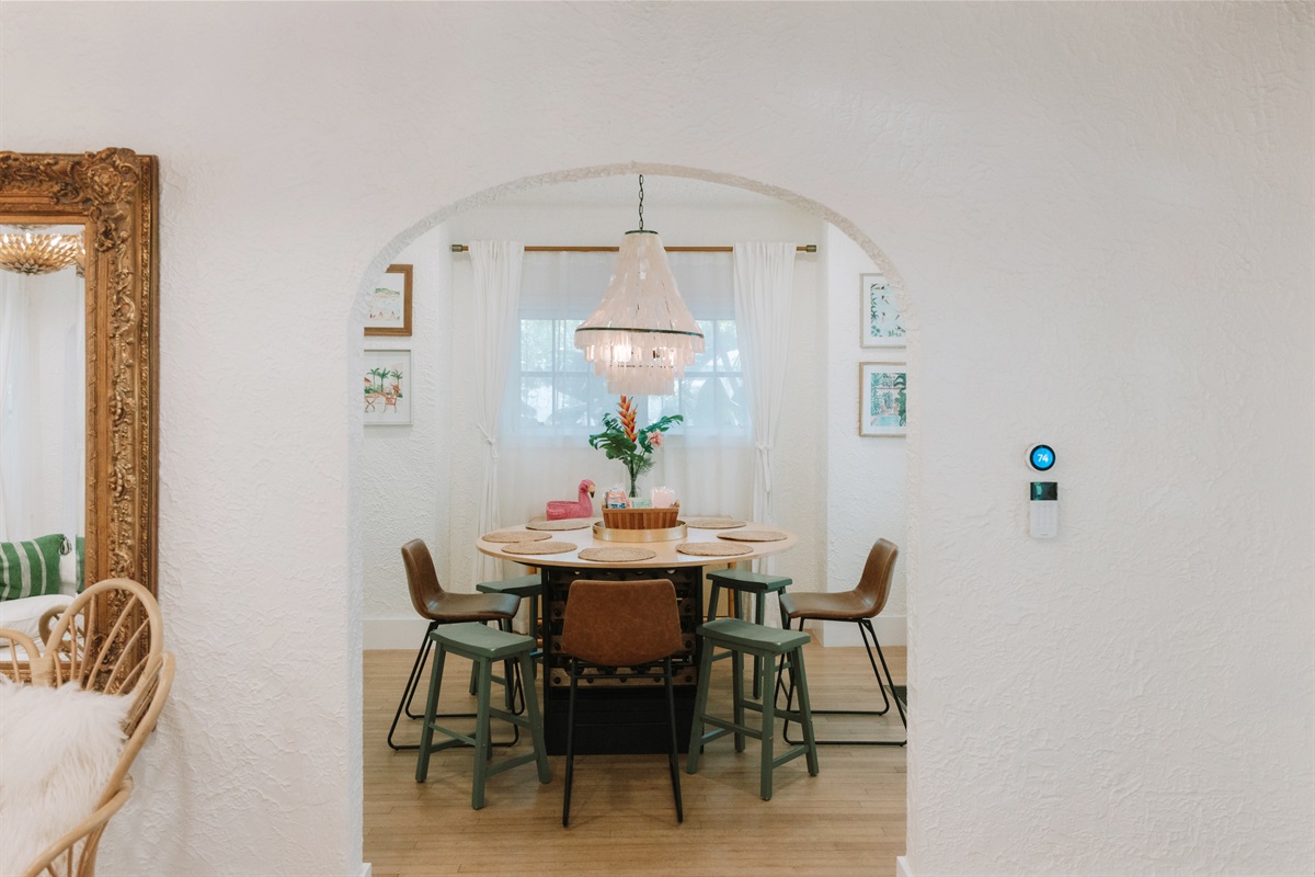 Gather in the dining area to enjoy homemade meals together after a long day at the pool or beach.