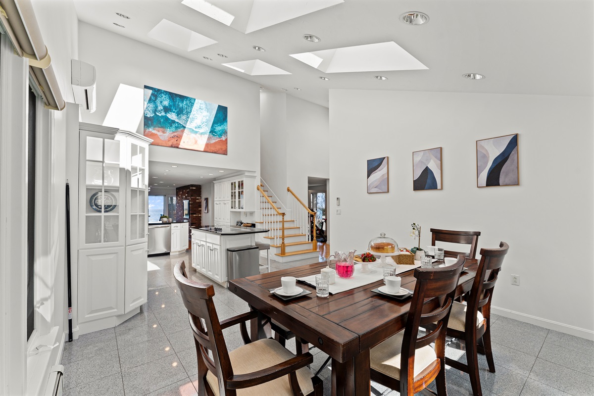 A cheerful dining area with plenty of natural light.