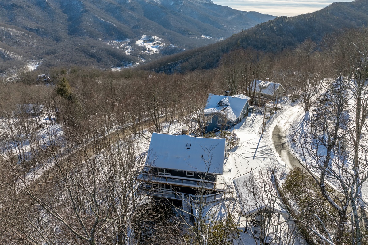 snOMG! In one week in Jan ‘24, we got 16 inches of snow, which was perfect for drone pics of our amazing views! And LOOK @ the clear roads-views without much hassle-Thanks, Seven Devils!