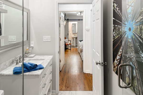A long hot shower in the tiled walk-in — Hot Springs Breakaway