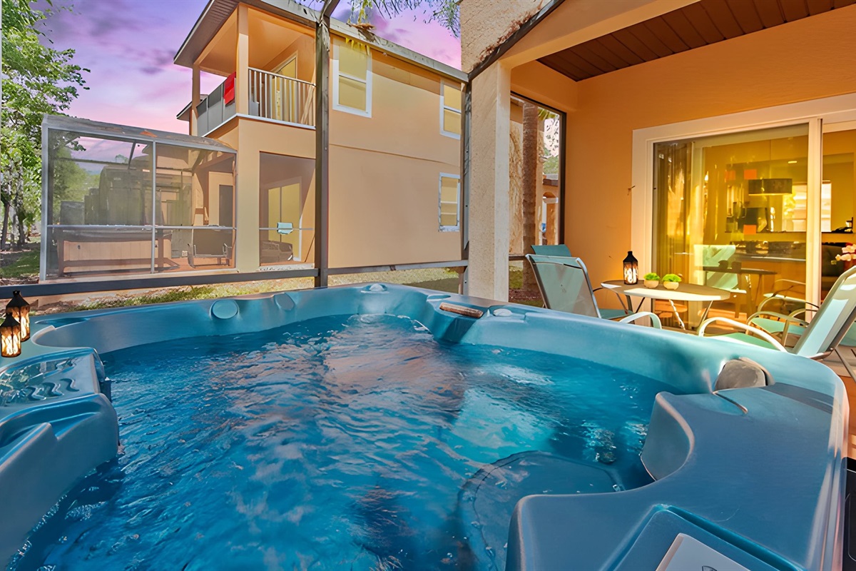 This private space invites you to enjoy your spa in the evening