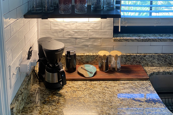Coffee maker with coffee and tea to get you started