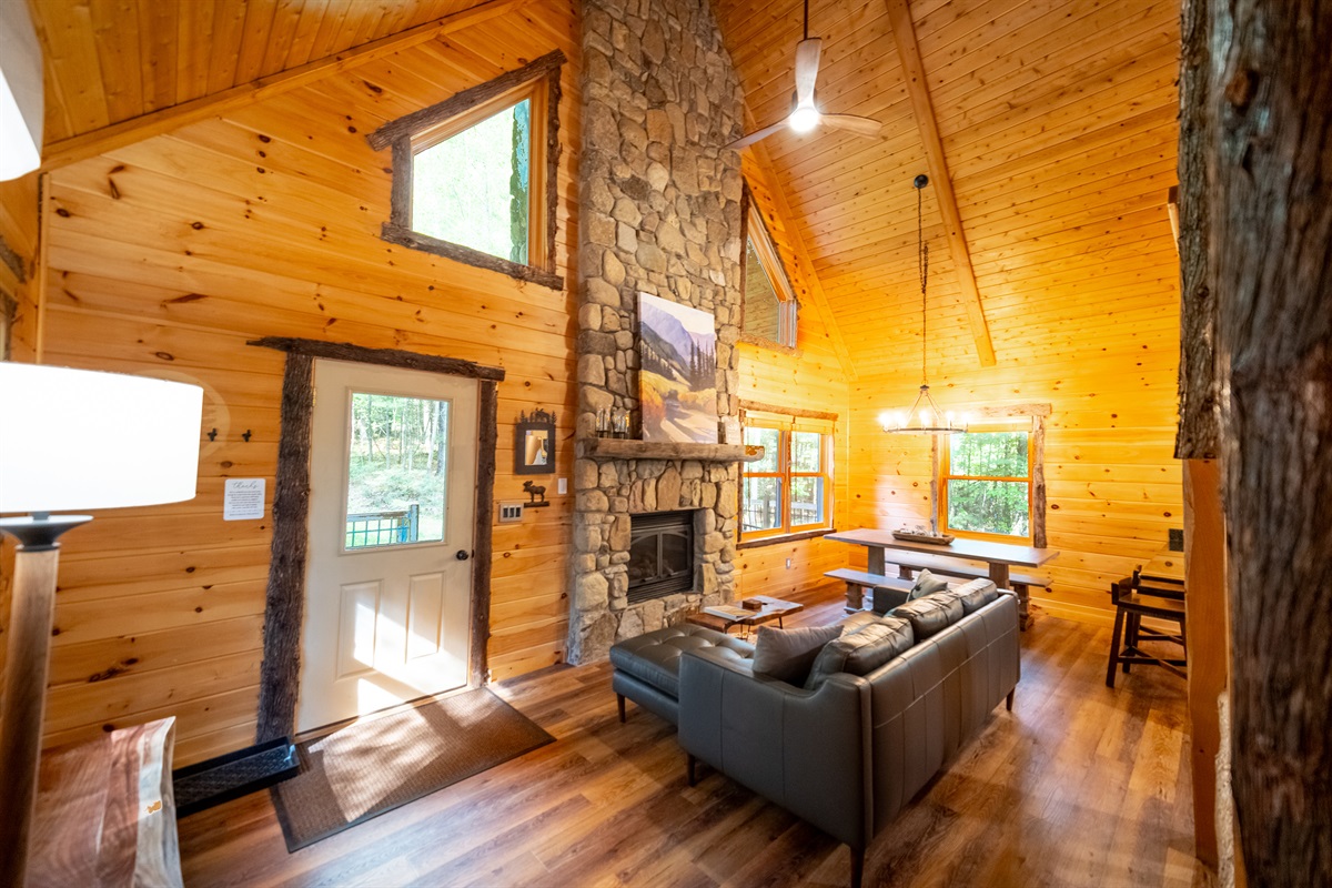 Adirondack Mountain Cabin has a warm, modern Adirondack style to please the most discriminating guests. 