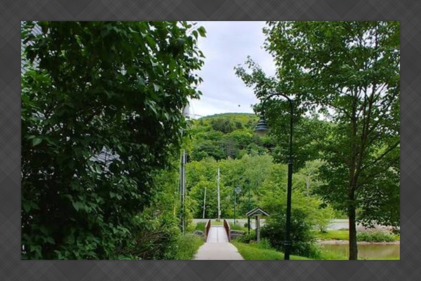 Walkover bridge from parking behind Binnekill Square. You can see the bridge right from the apartment. 