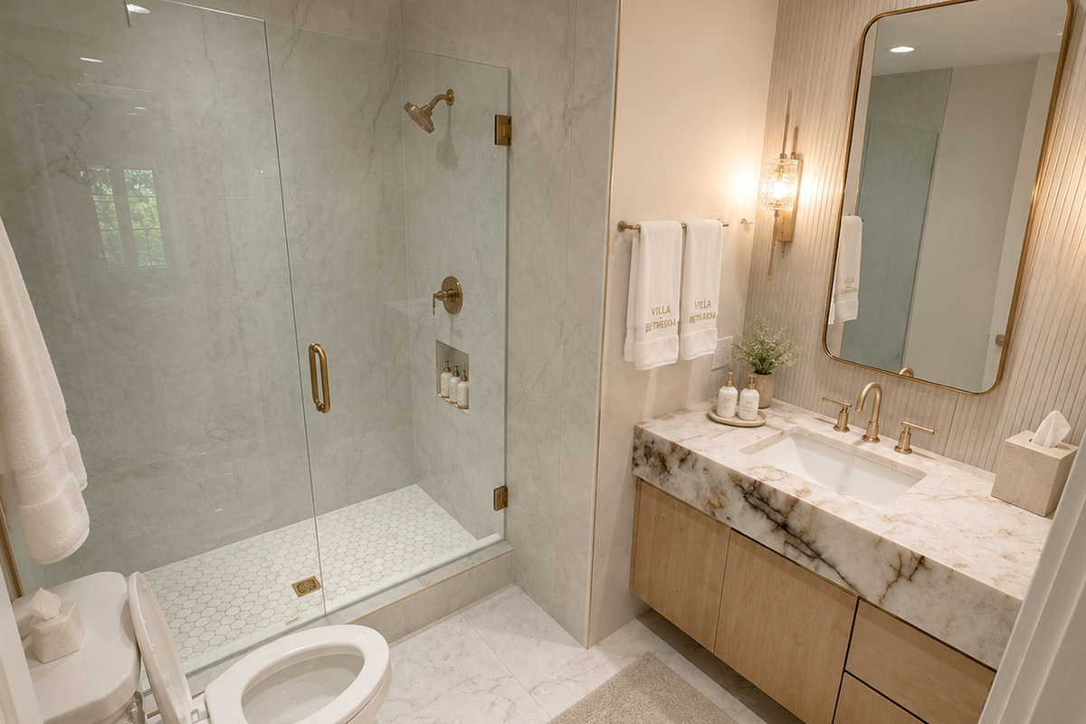 Upstairs bath beside king bedroom