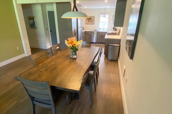 Seats six comfortably.