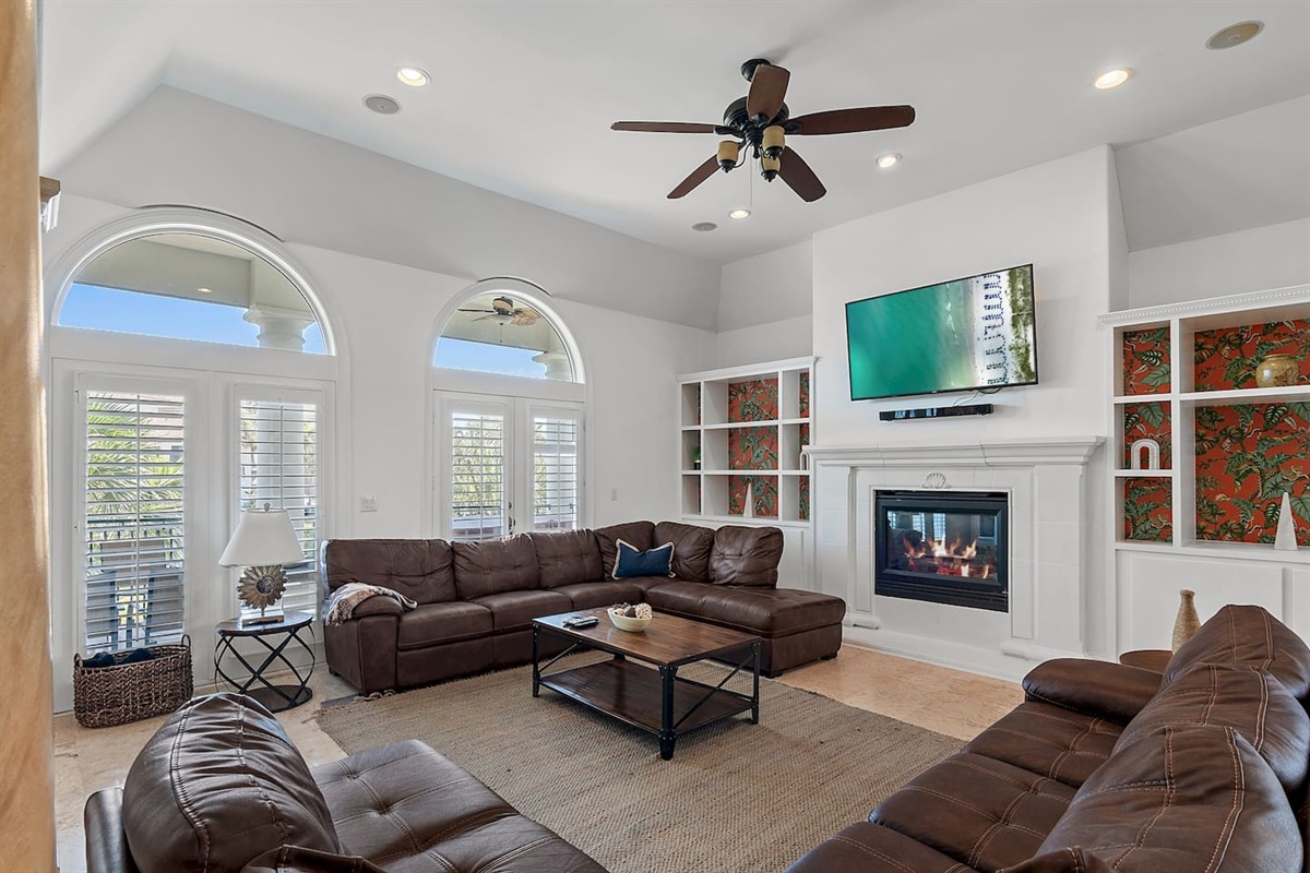 Spacious living room featuring a 70" Smart TV