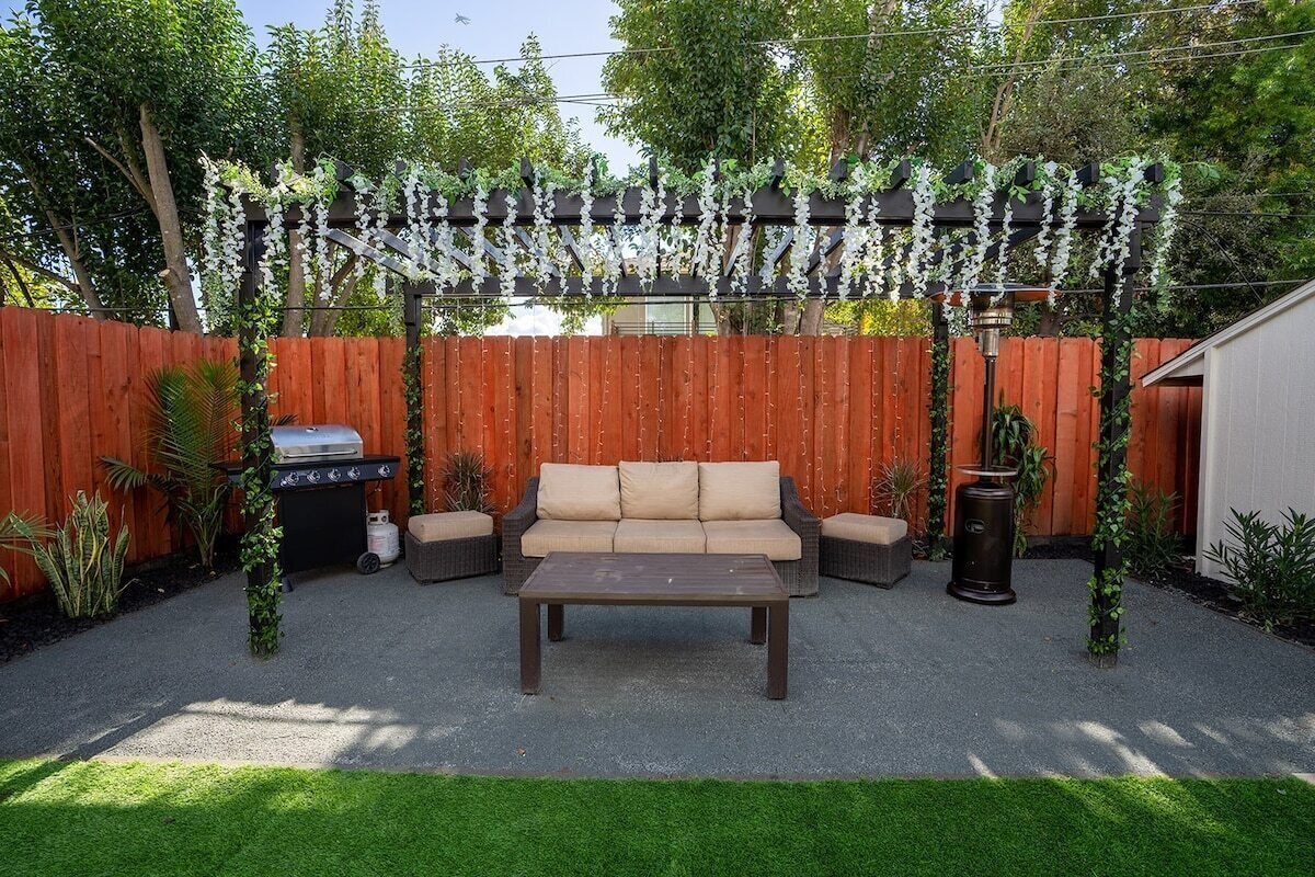 A cozy patio for relaxing and entertaining.