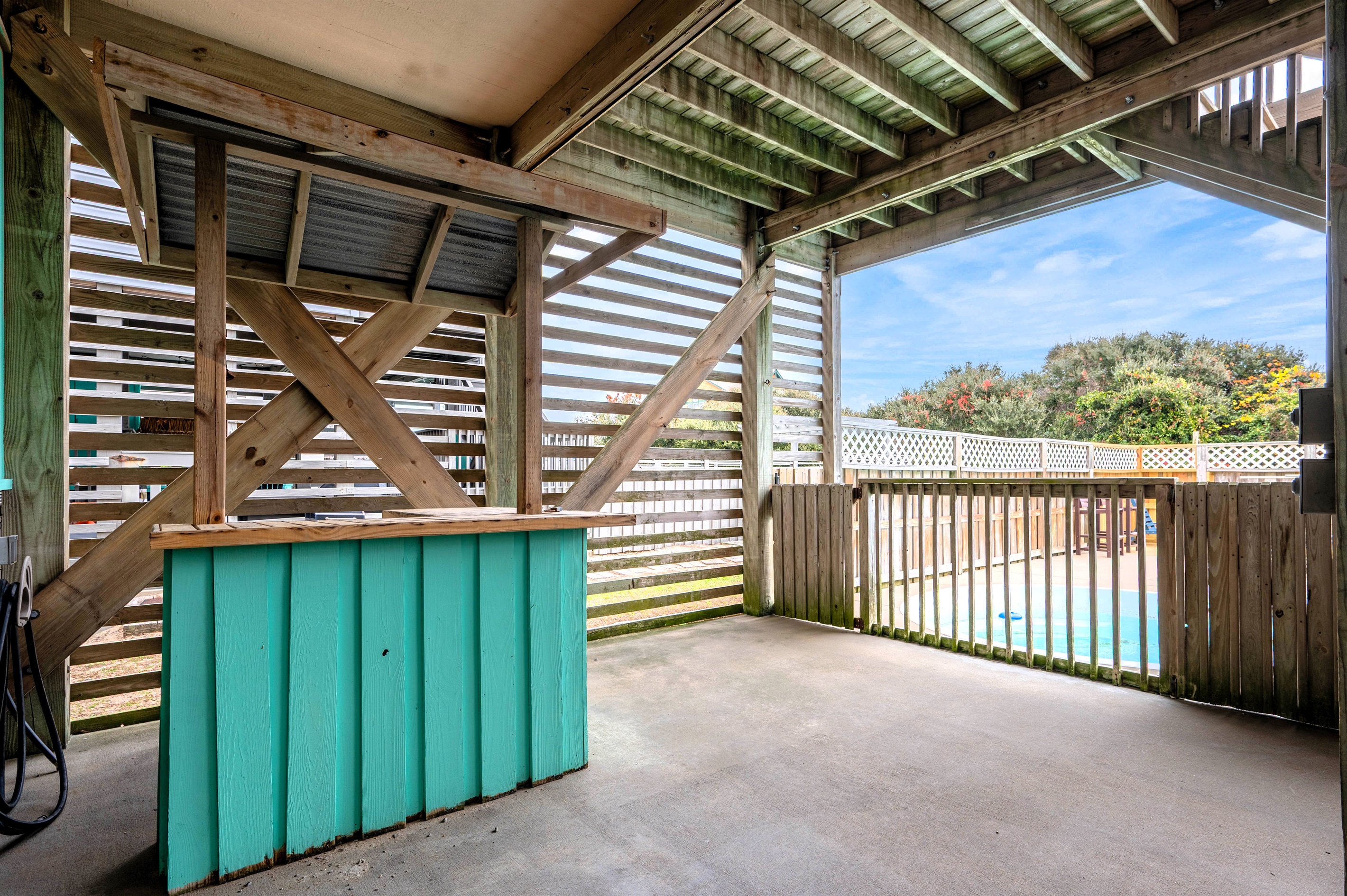 Shady tiki bar, always vacation time here!