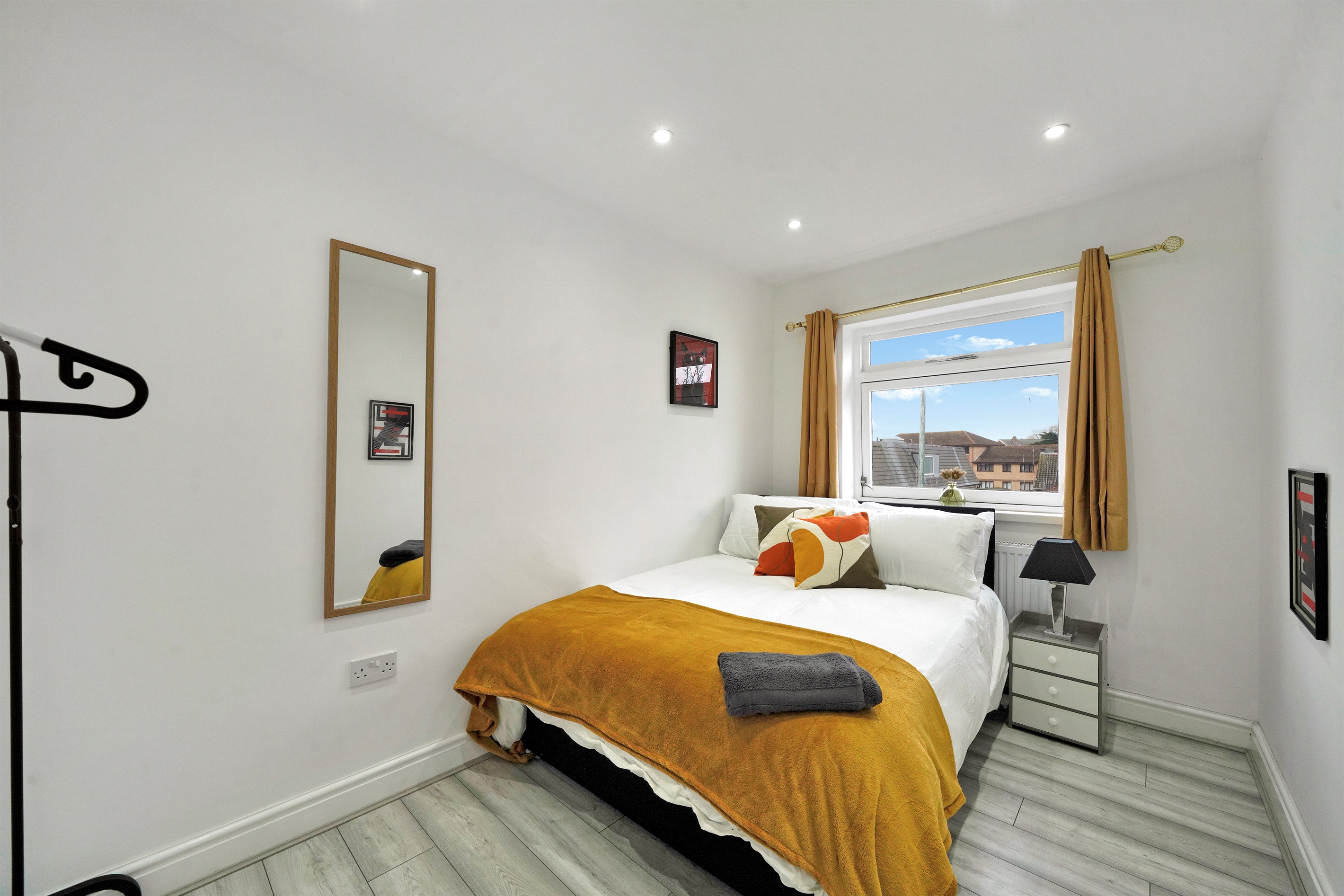 [double bed, the bathroom is opposite to this room]