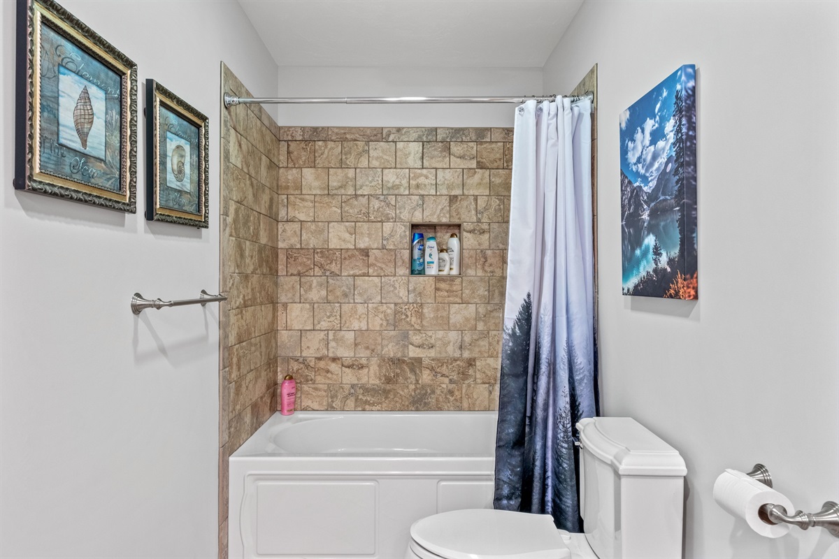 Second floor guest bathroom for loft bedroom and bedroom with 3 beds