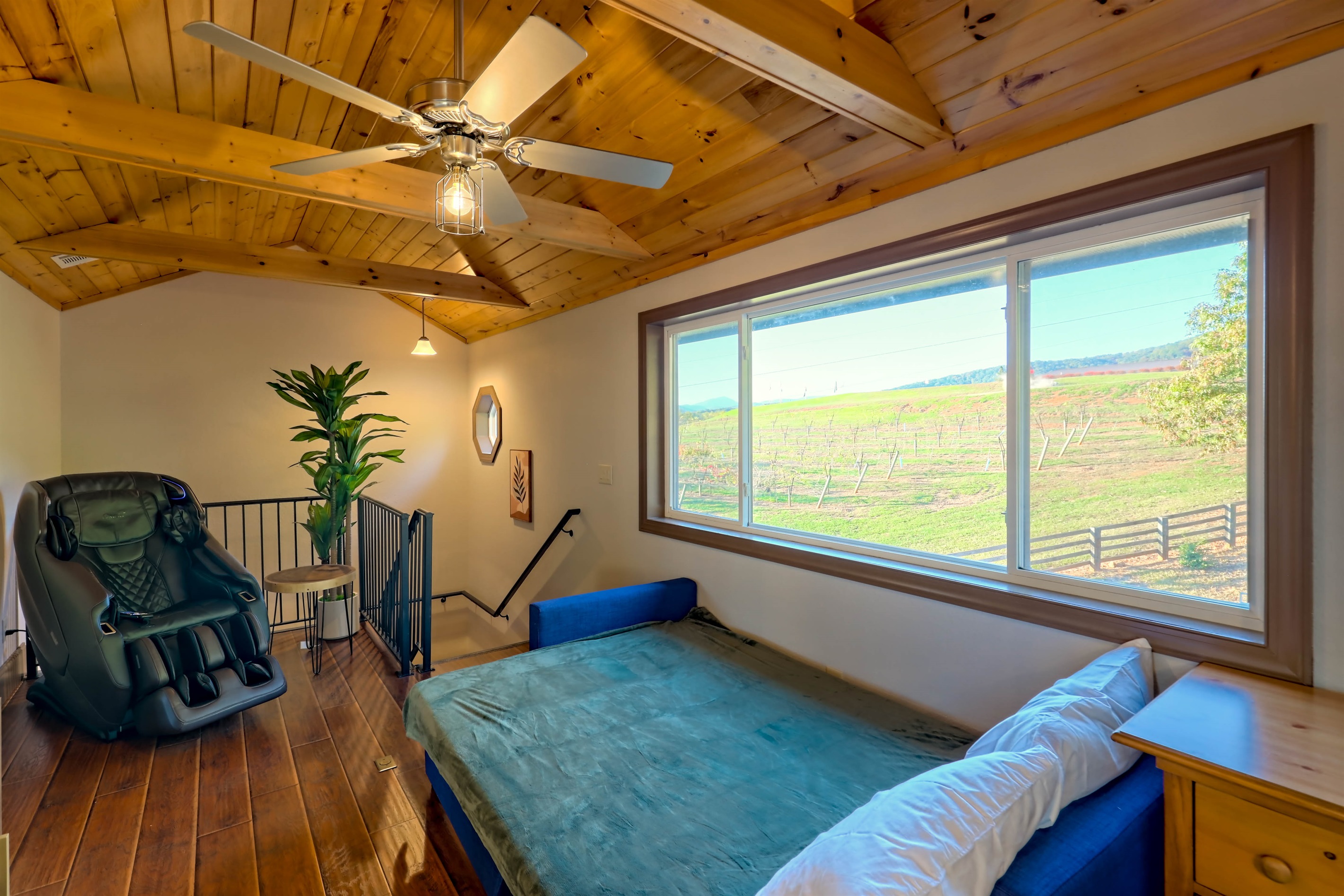 Relax upstairs with panoramic views and extra sleeping space.