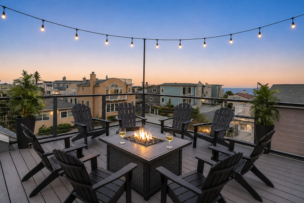 360 roof deck with fire pit