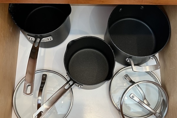 Pots and pans of all sizes.