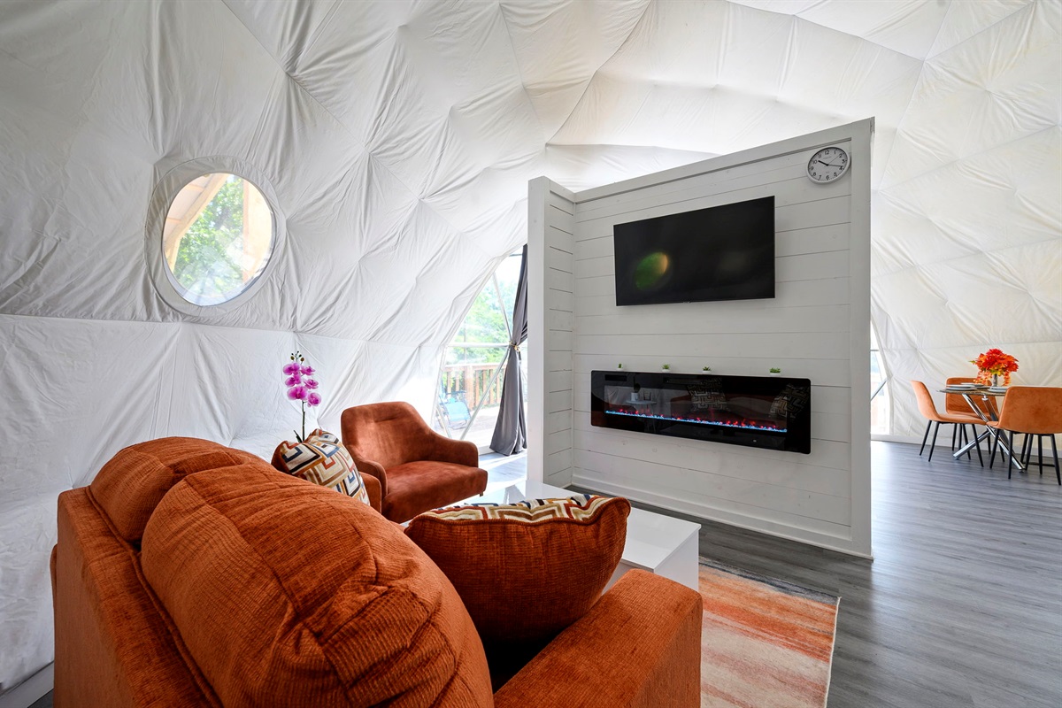 Living Room w/electric fireplace and TV