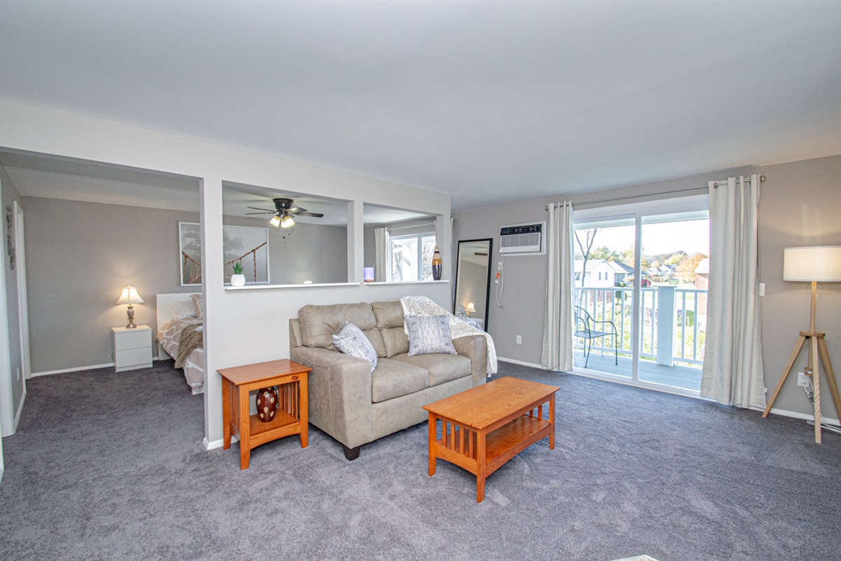 Living room with great light and balcony