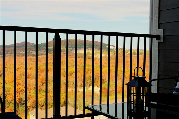 The glorious colors of fall are on display from the private balcony and views from every window!