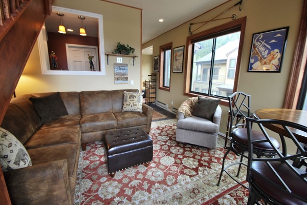 New furniture is SO comfortable - looking back towards 2nd living area & kitchen