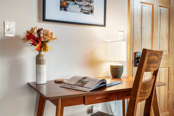 Your private office nook awaits in the master bedroom!