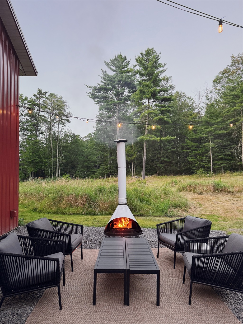 Preway fireplace in the outdoor sitting area.