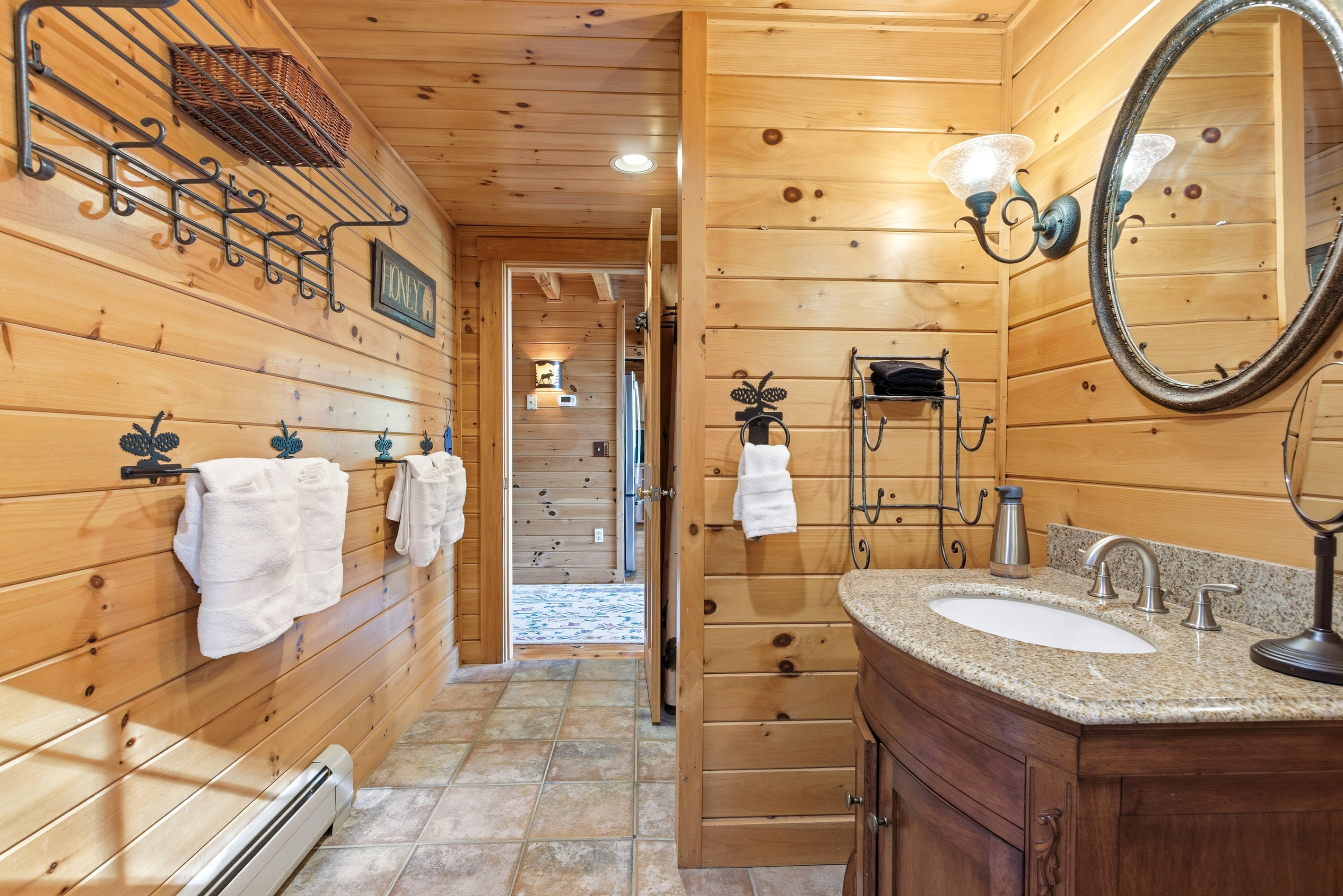 Spacious vanity area with plenty of room to get ready for the day’s adventures.