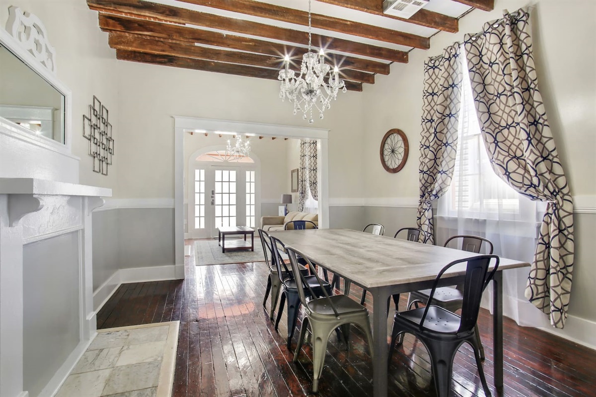 Dining room looking into living room.