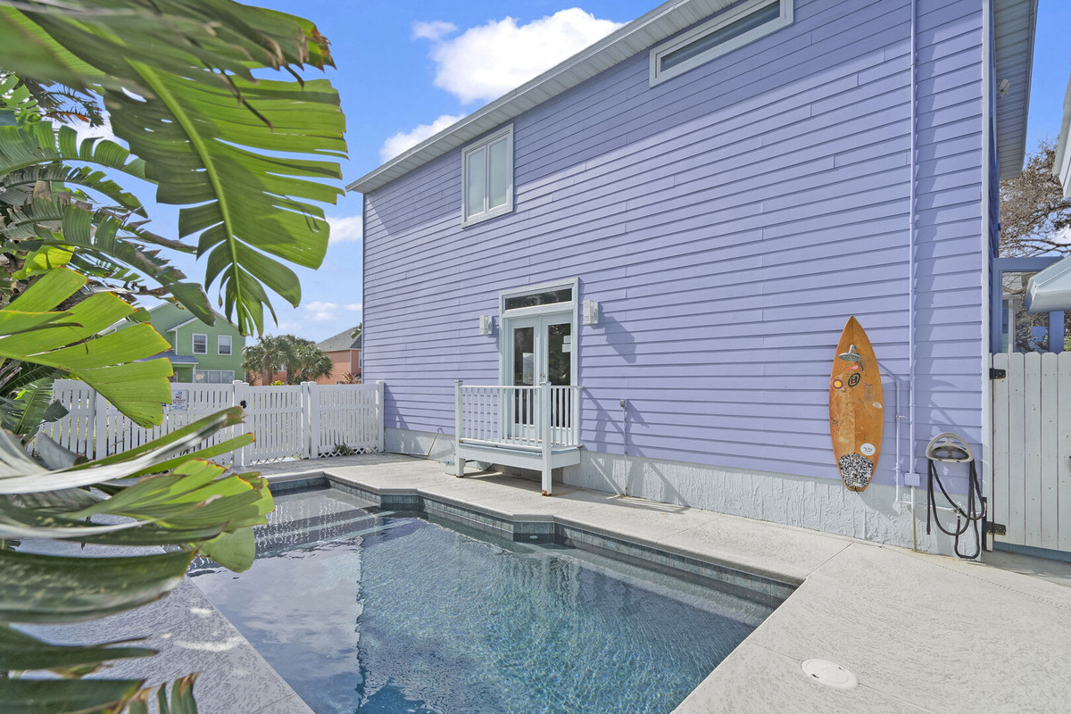 The private pool sits just off the kitchen and living room, catching the morning sun. Heat is available on request at sixty dollars a day, so even a cool week can still be a swimming one for the children.