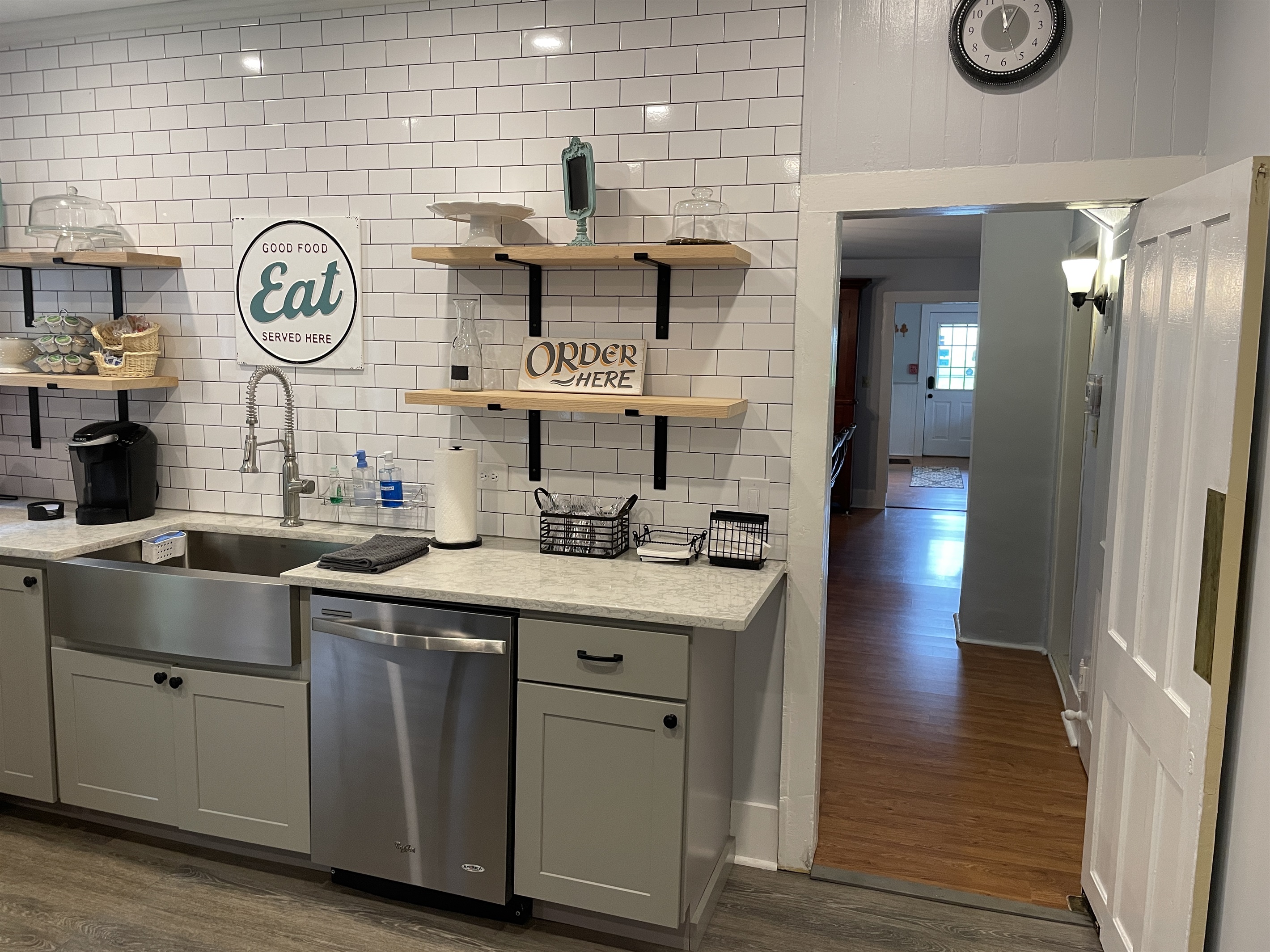 Kitchen into dining room