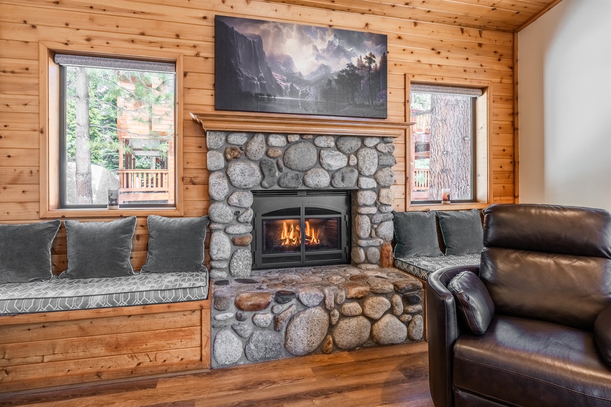 Cozy up to this fireplace after a long day of skiing