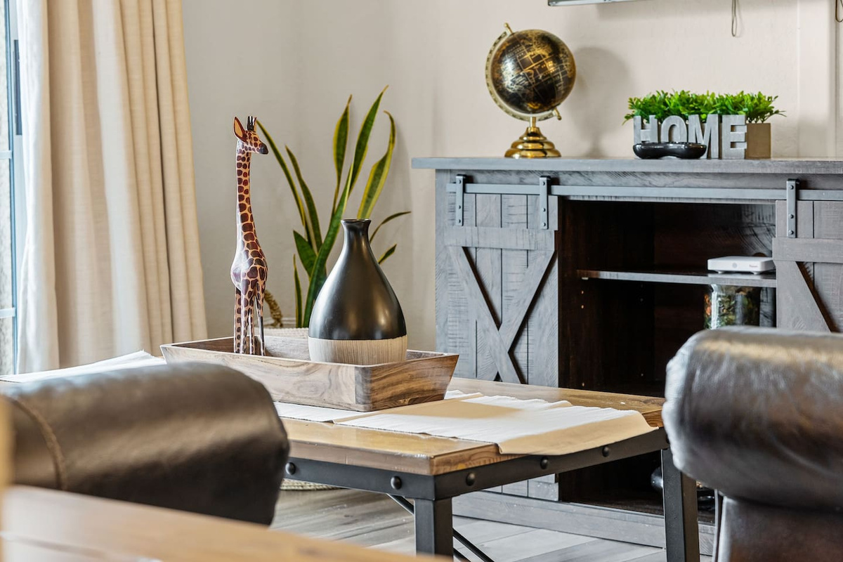 Sleek and stylish living room with modern touches.