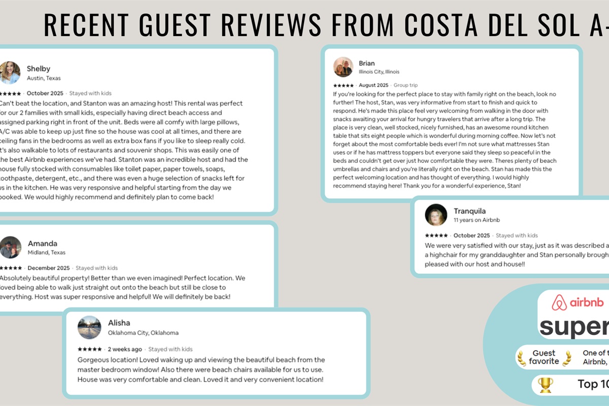 Recent reviews from happy guests show that you are in good hands!