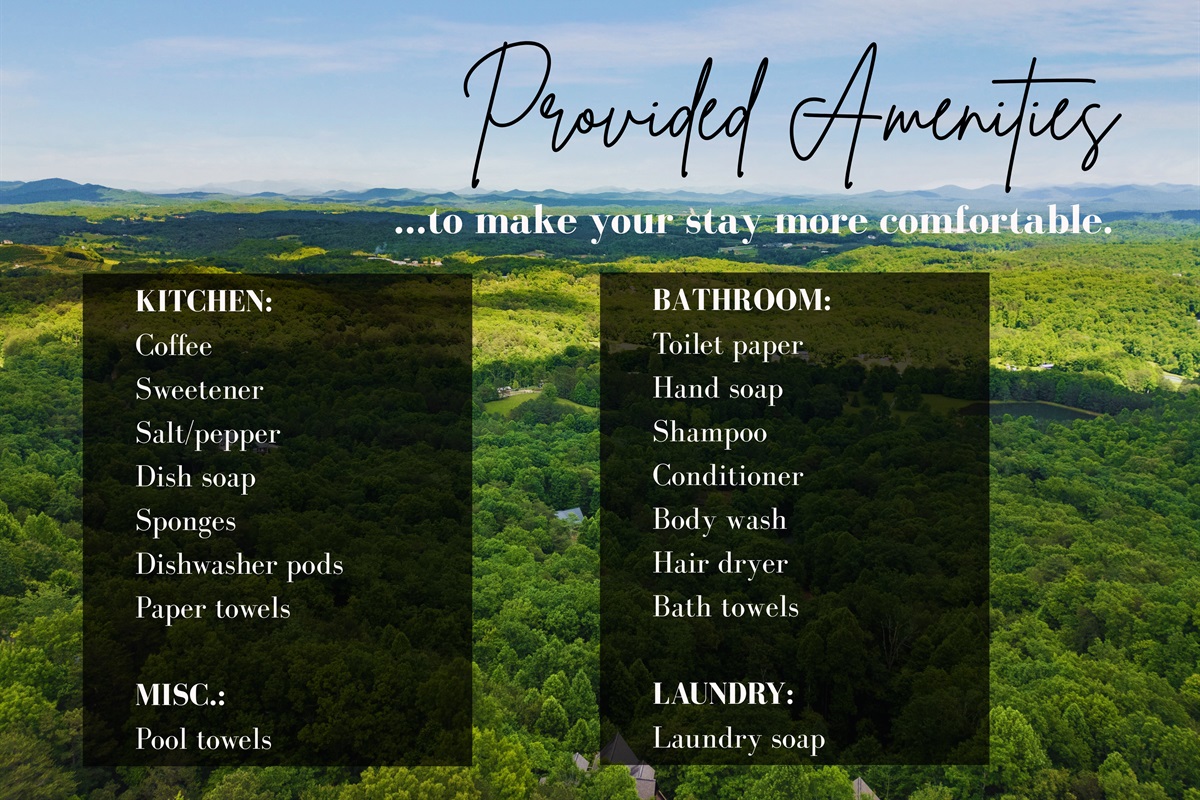 Enjoy the comforts of home with our amenities. From the kitchen to the bathroom and laundry room, we’ve provided everything you need for a relaxing and convenient stay.