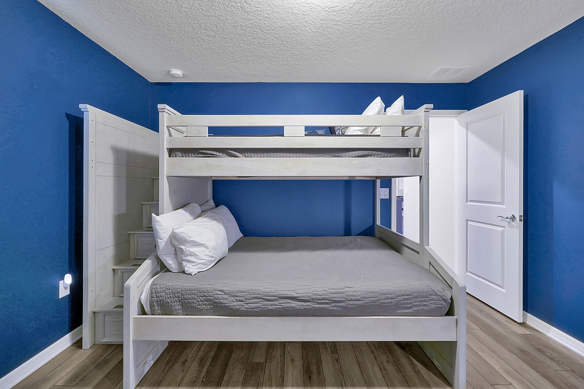 This bedroom is being completely remodeled in September 2026 to feature a new queen bed and theme