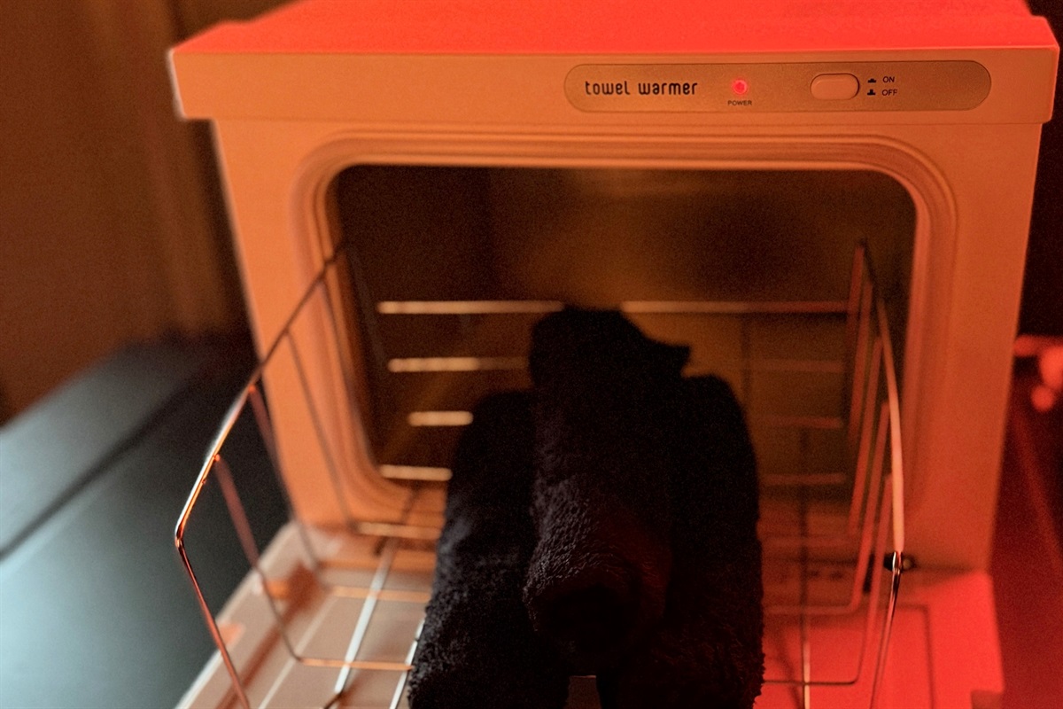 Luxury in the details — warm towels ready after the sauna or massage, adding the perfect finishing touch to your wellness ritual at The Rickhouse Retreat.