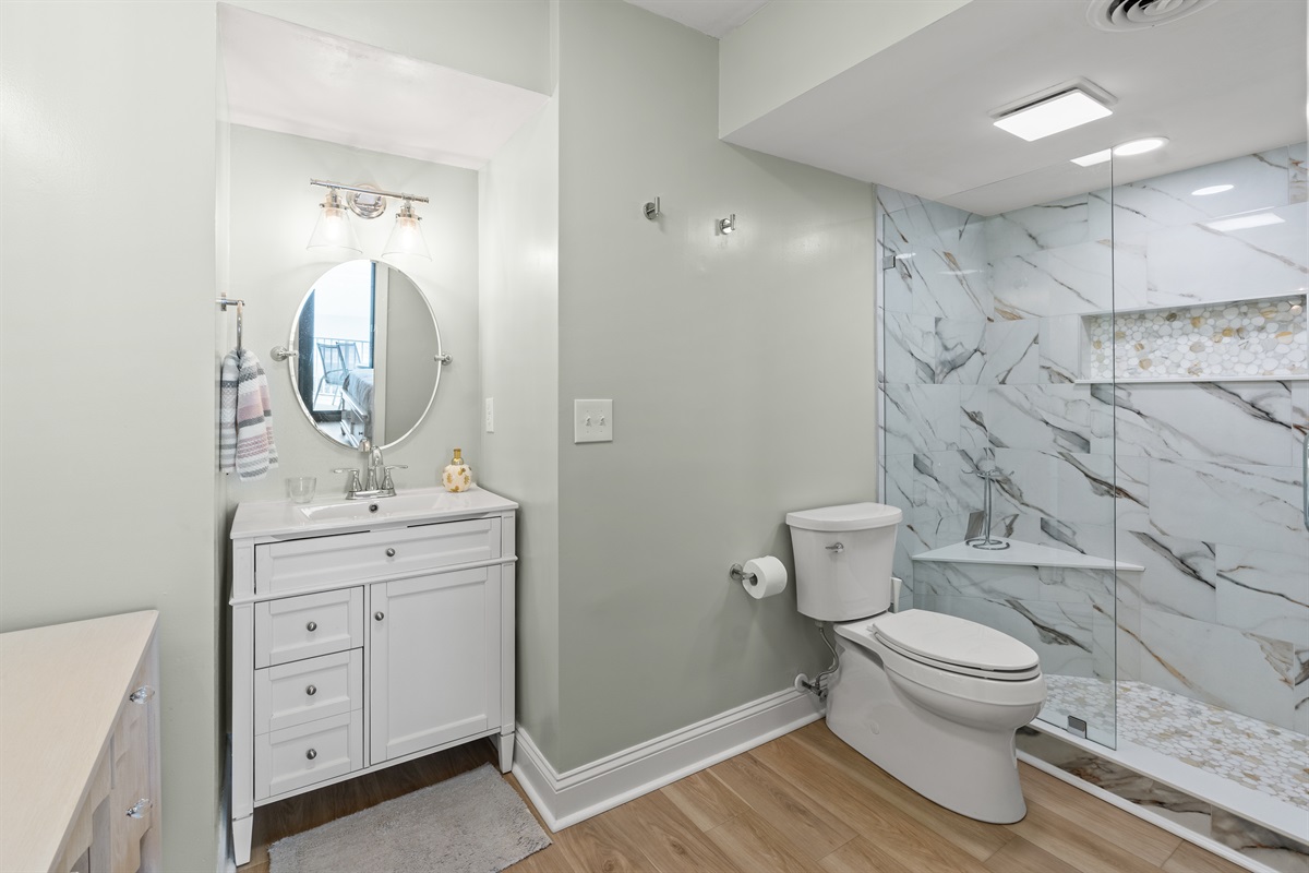 Newly renovated Main Bathroom with stand alone shower
