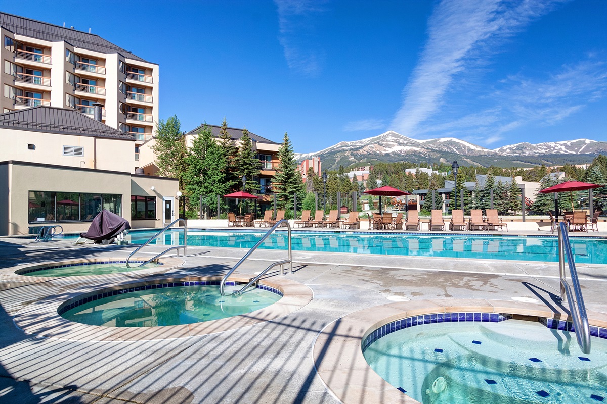 Hot tubs by pool