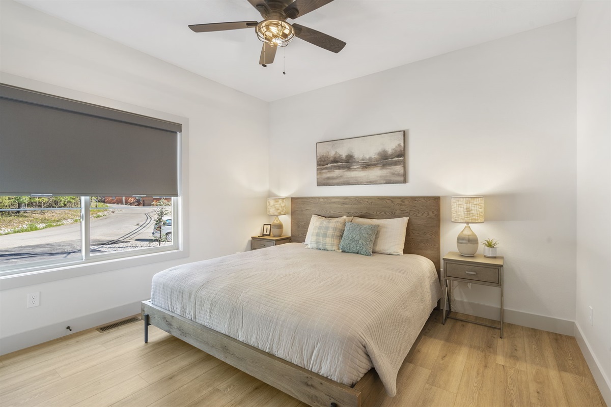 Main level master bedroom with private bathroom