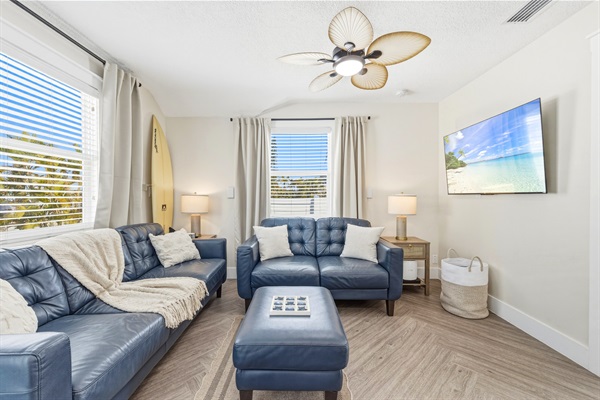Open living area designed to unwind. Smart TV, board games, and high speed wifi throughout.