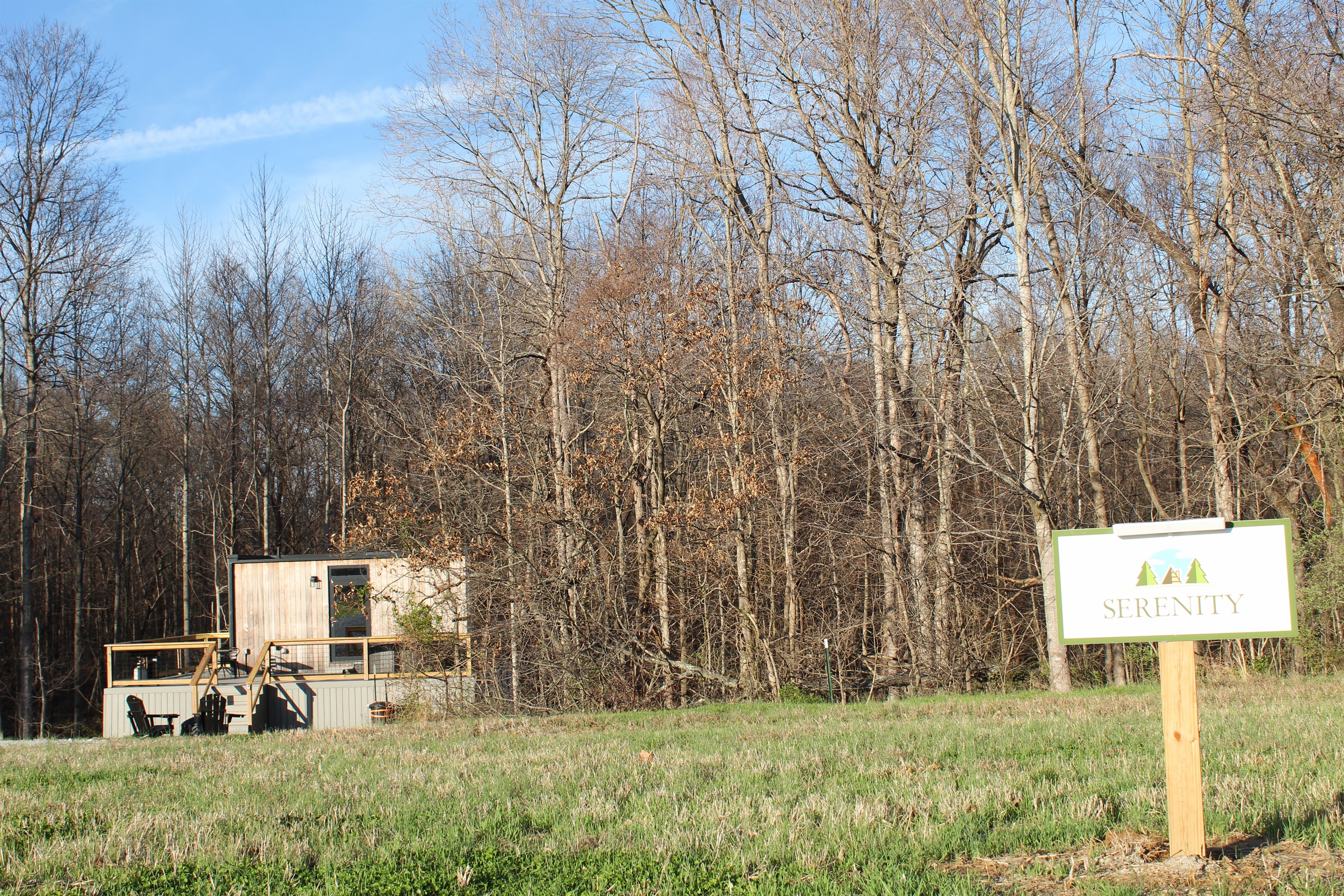 View of the front of the cabin.
