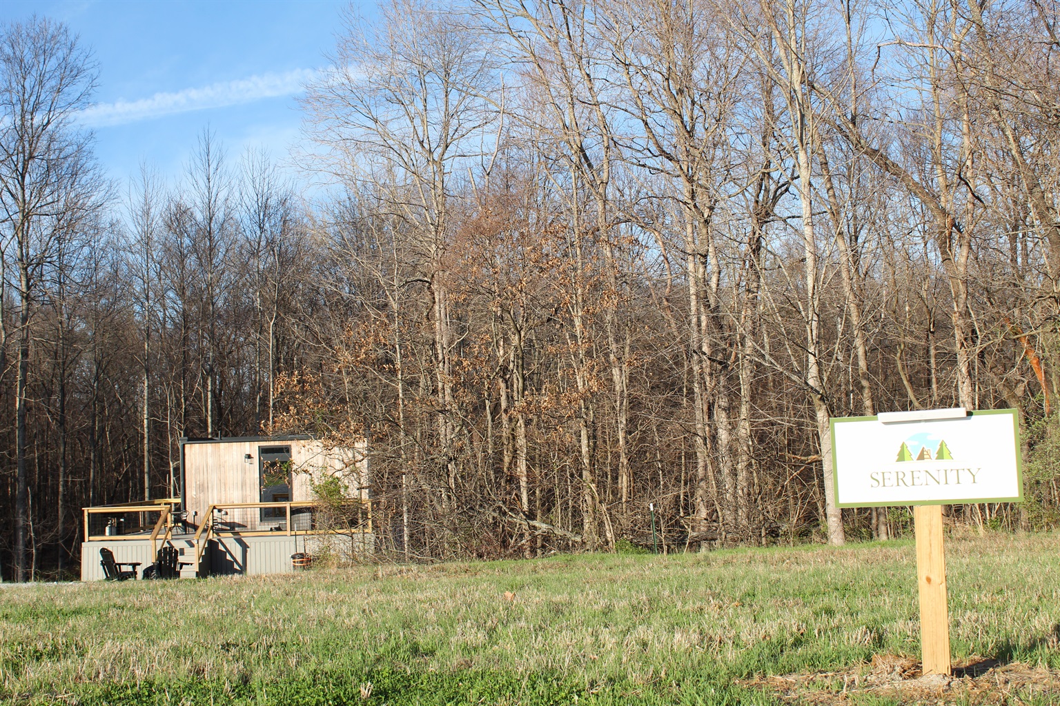 View of the front of the cabin.